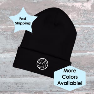 Volleyball Embroidered Beanie, Classic Cuffed Beanie, Great for Volleyball Season, Perfect for Volleyball Moms, Dads, & Grandparents