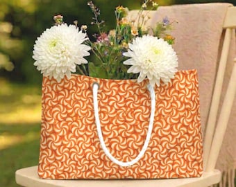 Orange & Cream Candy Weekender Bag, Fall Styling, Beach Bag, Autumn Gift, Halloween Accessory, Candy Bag