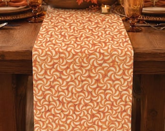 Orange and Cream Candy Table Runner, Quilted Runner, Tea Towel, Halloween Decorating, Autumn Gift, Halloween Home Decor, Fall Decor