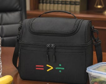 Equality Is Greater Than Division Embroidered Dome Cooler Bag, Lunch Bag, Social Justice Gift