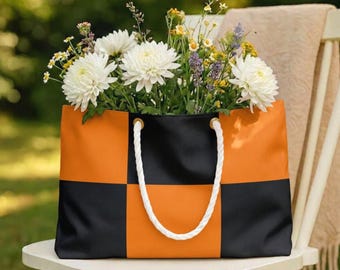 Halloween Color Block Weekender Bag, Halloween Styling, Beach Bag, Halloween Accessory