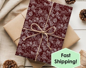 Snowflake Christmas Wrapping Paper, Unique Holiday Gift Wrap, 3 Sizes of Thick Fine Art Paper, Elegant Christmas Gift Wrap