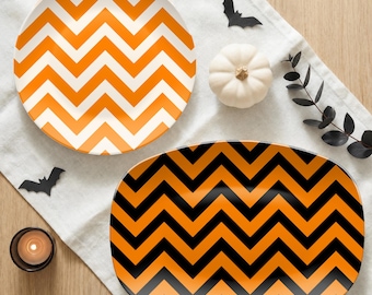 Halloween Zigzags Decoware® Serving Platter, Decorative Plate, Halloween Table Decor, Autumn Gift, Fall Decor
