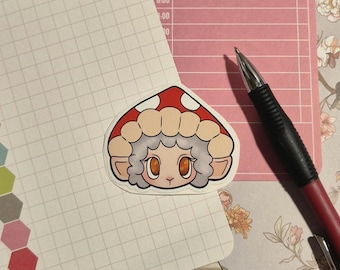 Red Mushroom Lamb Sticker, Cute Sheep Vinyl Sticker, Kawaii Farm Animal Decal for Laptop, Water Bottle, Planner, Nursery Gift