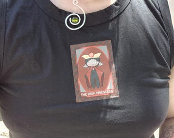 High Priestess Crop Top: Black Cotton Summer S-XL
