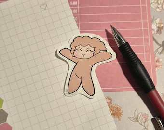 Beige Happy Lamb Sticker, Cute Sheep Vinyl Sticker, Kawaii Farm Animal Decal for Laptop, Water Bottle, Planner, Nursery Gift