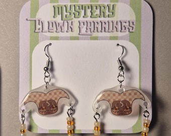 Clown Earrings Pink and Orange – Handcrafted Collectible Jewelry