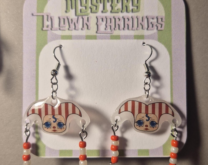 Clown Earrings Buggy the Clown Inspired – Handcrafted Collectible Jewelry