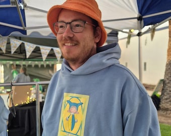 Hoodie Light Blue Tarot Card Art: The Fool Original Print Sweatshirt