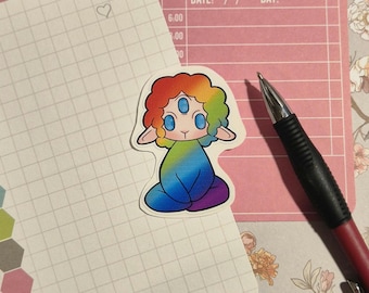 Rainbow Meditating Lamb Sticker, Cute Sheep Vinyl Sticker, Kawaii Farm Animal Decal for Laptop, Water Bottle, Planner, Nursery Gift