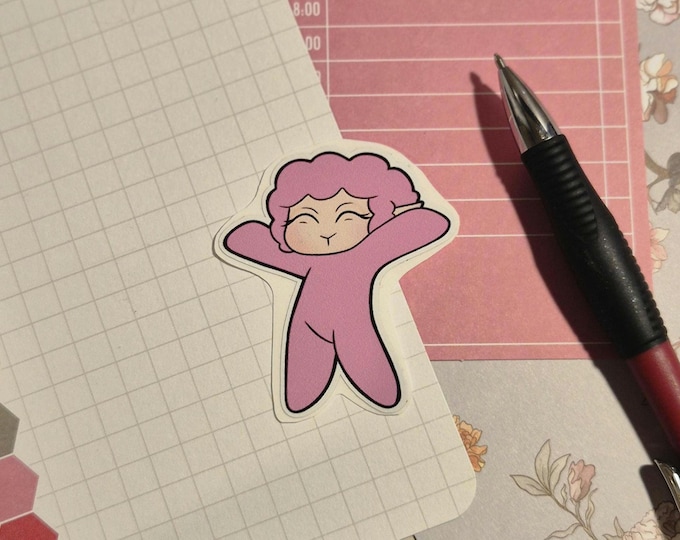 Pink Happy Lamb Sticker, Cute Sheep Vinyl Sticker, Kawaii Farm Animal Decal for Laptop, Water Bottle, Planner, Nursery Gift
