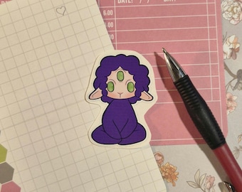 Purple Meditating Lamb Sticker, Cute Sheep Vinyl Sticker, Kawaii Farm Animal Decal for Laptop, Water Bottle, Planner, Nursery Gift