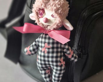 Clown Bag Charm Polymer Clay: Colorful Handmade Whimsical Keychain