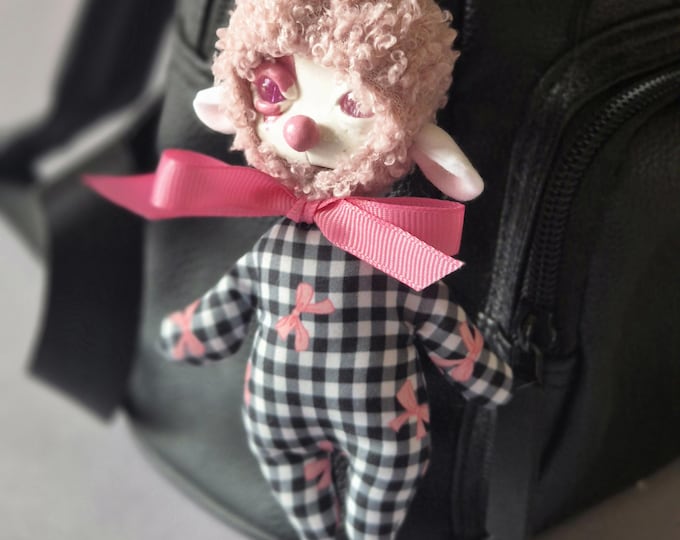 Featured listing image: Clown Bag Charm Polymer Clay: Colorful Handmade Whimsical Keychain