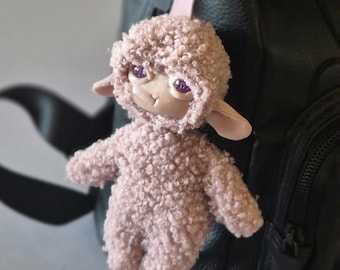 Pink Lamb Charm Polymer Clay: Kawaii Sheep Bag Accessory Pastel Keychain