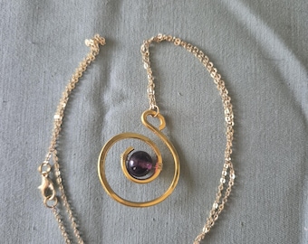 Spiral Sensory Necklace: Handmade Gold and Purple Boho Jewelry