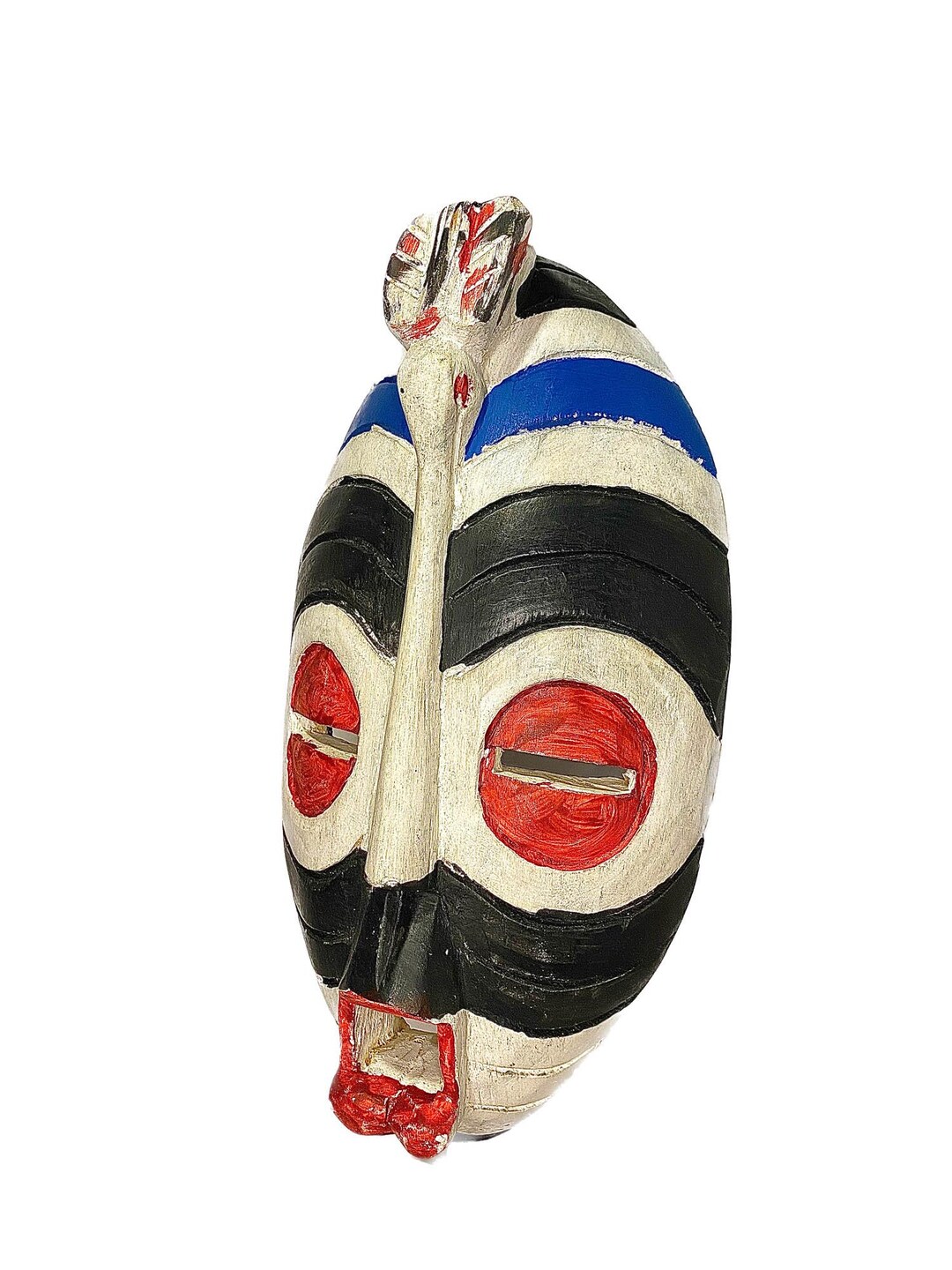 African Songye Wall Mask, Kifwebe Hand Carved Decor, Tribal Wood Face ...