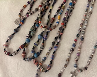 Recycled Paper Bead Necklace: Ugandan Fair Trade Jewelry by Project Lydia