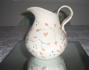 Ceramic Pitcher Floral Country Decor Shabby Chic