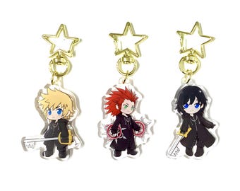Portachiavi in acrilico di Kingdom Hearts: Trio del Sale Marino (Roxas, Axel, Xion)