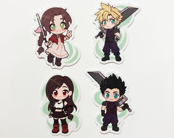FFVII 2" Stickers: Aerith, Cloud, Tifa, Zack