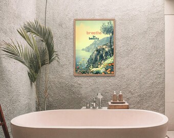 Amalfiküste Wand Kunst zum ausdrucken - Italienische Küsten Landschaft Digitaler Download, Mediterrane Strand Dekoration, Reise Fotografie Druck