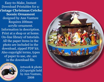 bookorna11: Vintage Christmas Crèche Scenic Ornament DIY Digital Download Kit