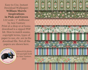 wpad007a William Morris Daisies, Pinks, and Greens Wallpaper for 1:12