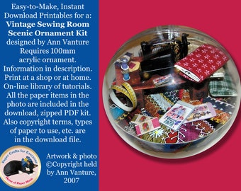 bookorna10 Vintage Sewing Room Ornament DIY Digital Download Kit