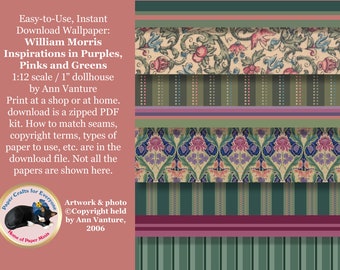 wpad007 William Morris Purples, Pinks, and Greens wallpapers for 1:12 scale