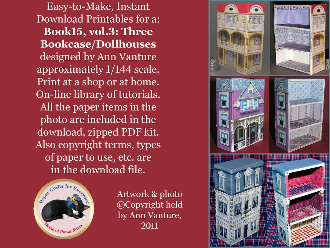 Book15 Vol. 3 Three Dollhouse/bookcases 1/144 Scale Etsy