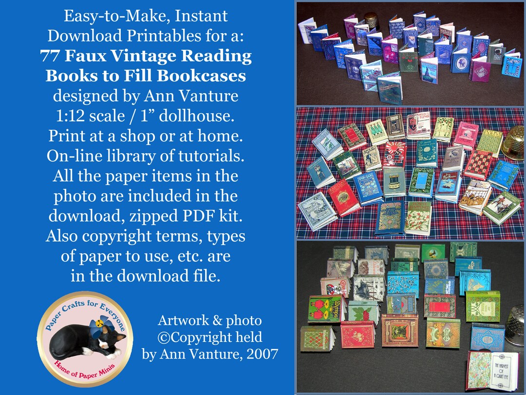 Bookb3 77 Faux Vintage Reading Books to Fill Bookcases 112 Scale Etsy