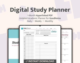 Digital Study Planner: 1-Month Hyperlinked PDF for GoodNotes