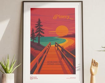Pinery Provincial Park Poster: Vintage 1960s Travel Print, Mid-Century Modern Wall Art