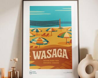 Wasaga Ontario Park Poster: Retro 1960s Travel Print, Mid-Century Modern Wall Art