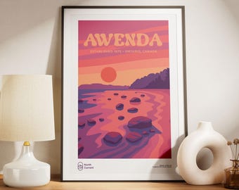 Awenda Ontario Park Poster: Retro 1960s Travel Print, Mid-Century Modern Wall Art