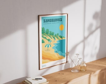 Sandbanks Ontario Park Poster: Retro Mid-Century Travel Print