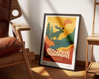 Algonquin Park Poster: Retro 1960s Travel Print, Mid-Century Modern Wall Art