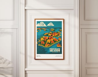 Thousand Islands Retro Travel Poster – Vintage Ontario Park Print