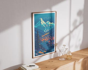 Whistler Travel Poster – 1990s Retro Canadian West Art Print