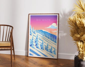 Big White Ski Resort Poster – Retro Canadian West Wall Art