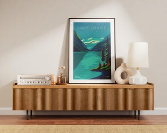 Lake Louise Travel Poster – Retro Canadian Rockies Print