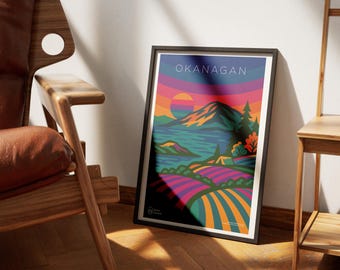 Okanagan Travel Poster – 1990s Canadian West Retro Print