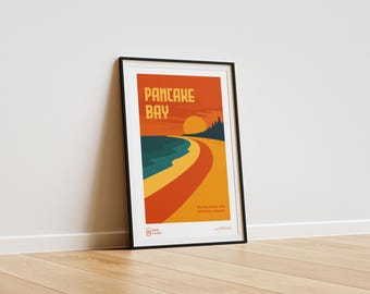 Pancake Bay Ontario Retro Travel Poster: Mid-Century Modern Wall Art