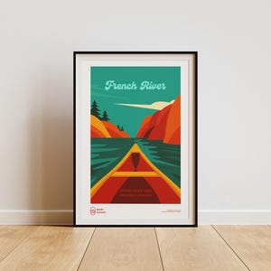 Poster retrò del parco Ontario di French River - Stampa di viaggio in stile vintage, design di metà secolo anni '60 / Arte murale 12x16, 16x20, 18x24, 24x36