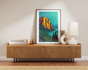 Stawamus Chief Poster – Retro Canadian West Travel Print