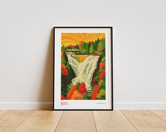 Kakabeka Falls Poster: Retro Ontario Park, Mid-Century Travel Print
