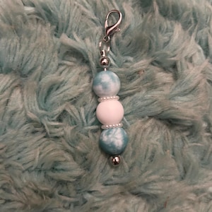 Teal pearl bead keychain charm
