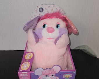 Limited Edition Pink Popples Plush with Glittery Ears, Soft Pastel Fur, Fluffy Tuft, Expressive Eyes, Collectible Charm