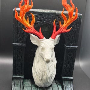 Throne of Glass Book Nook: Stag with Flaming Antlers Bookshelf Insert